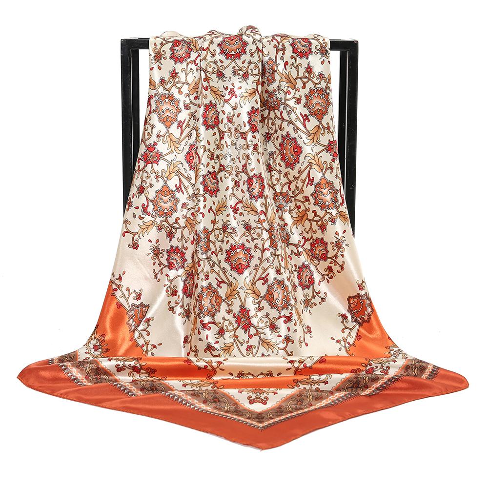 Fashion Print 90cm Square Silk Scarf Shawl Women's Hair Accessory Stylish Packaging Decorative Accessories