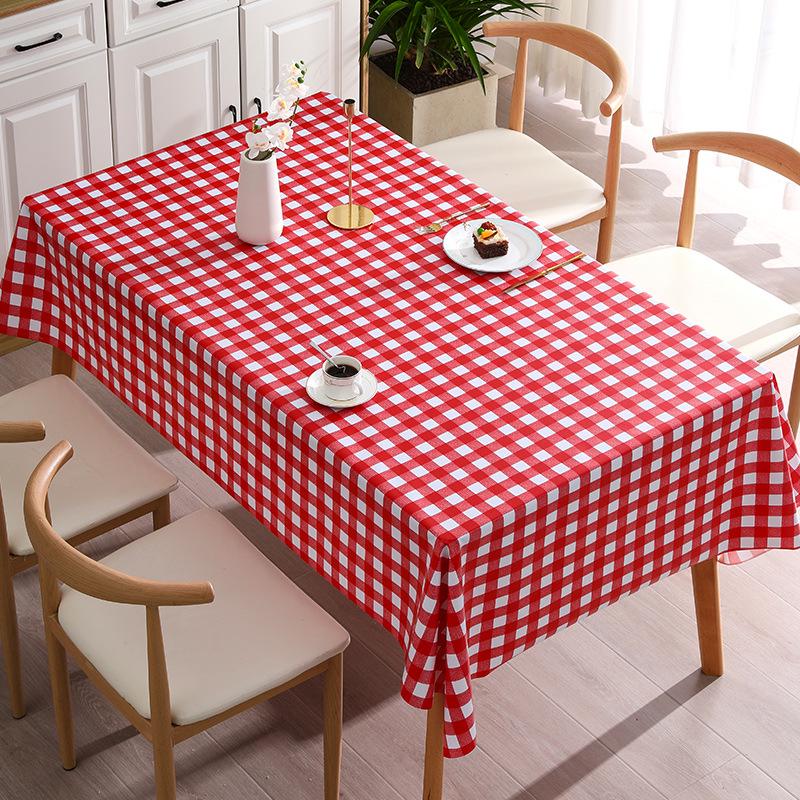 Grid PVC Tablecloth: Waterproof, Oil-Proof, Scald-Proof, No-Wash, Fresh Style Table Cover for Coffee Tables