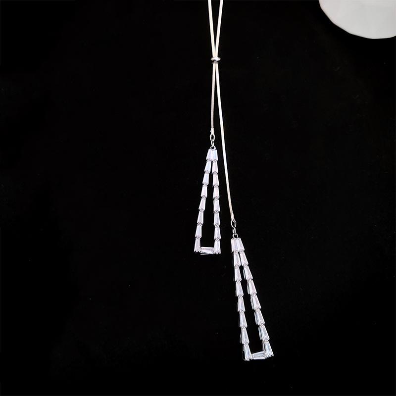 

Tassel Full Diamond Triangular Necklace Women S Senior Versatile Temperament Autumn And Winter Long Adjustable Sweater Chain