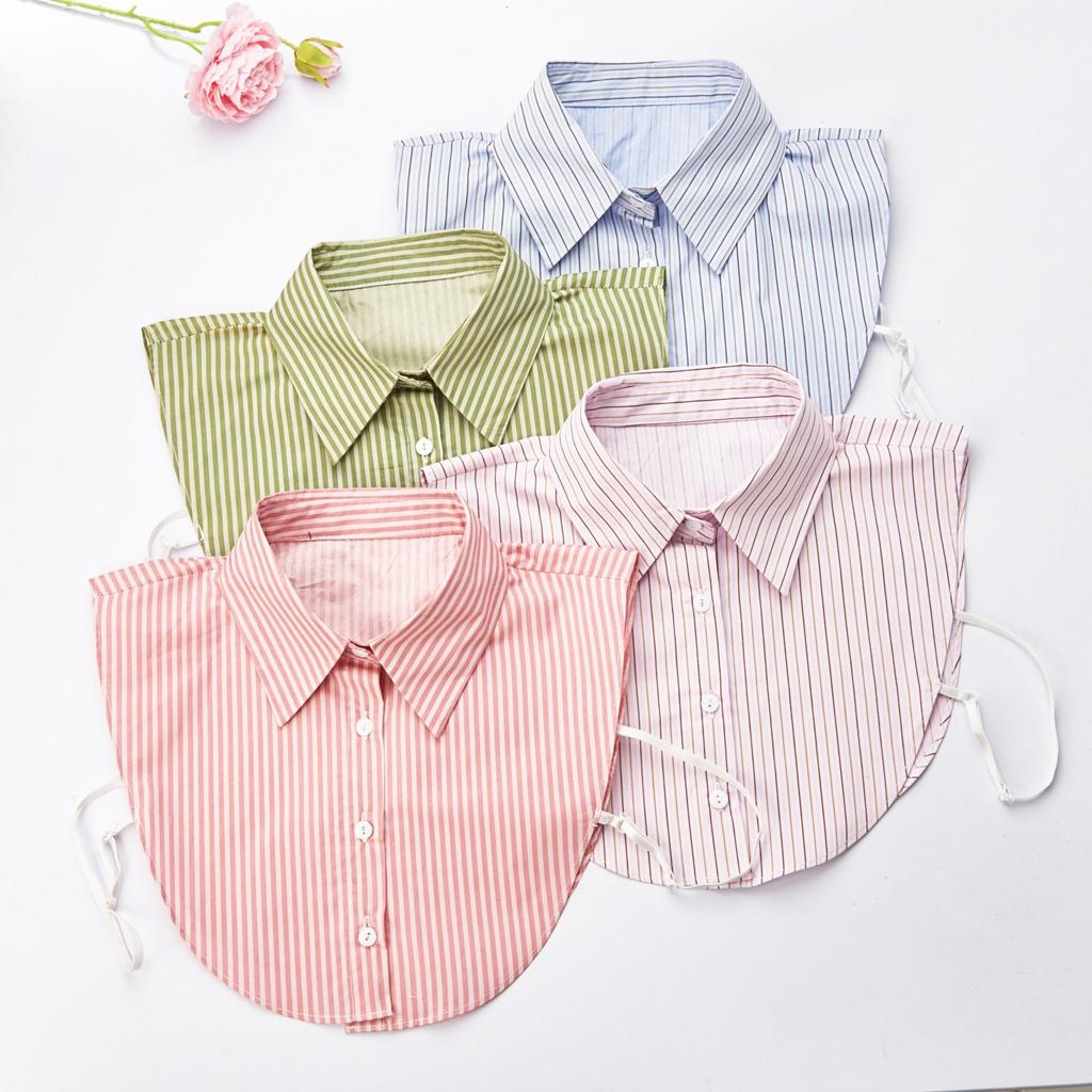 Unisex Half Shirt Detachable Collars for Mens Business Sweater Blouse Tops Striped Fake Collar For Women Neckwear Decor