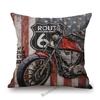 Vintage Motorcyle Chopper Poster Art Cafe Bar Industrial Mechanic Decoration Style Sofa Pillow Case Retro Linen Cushion Cover