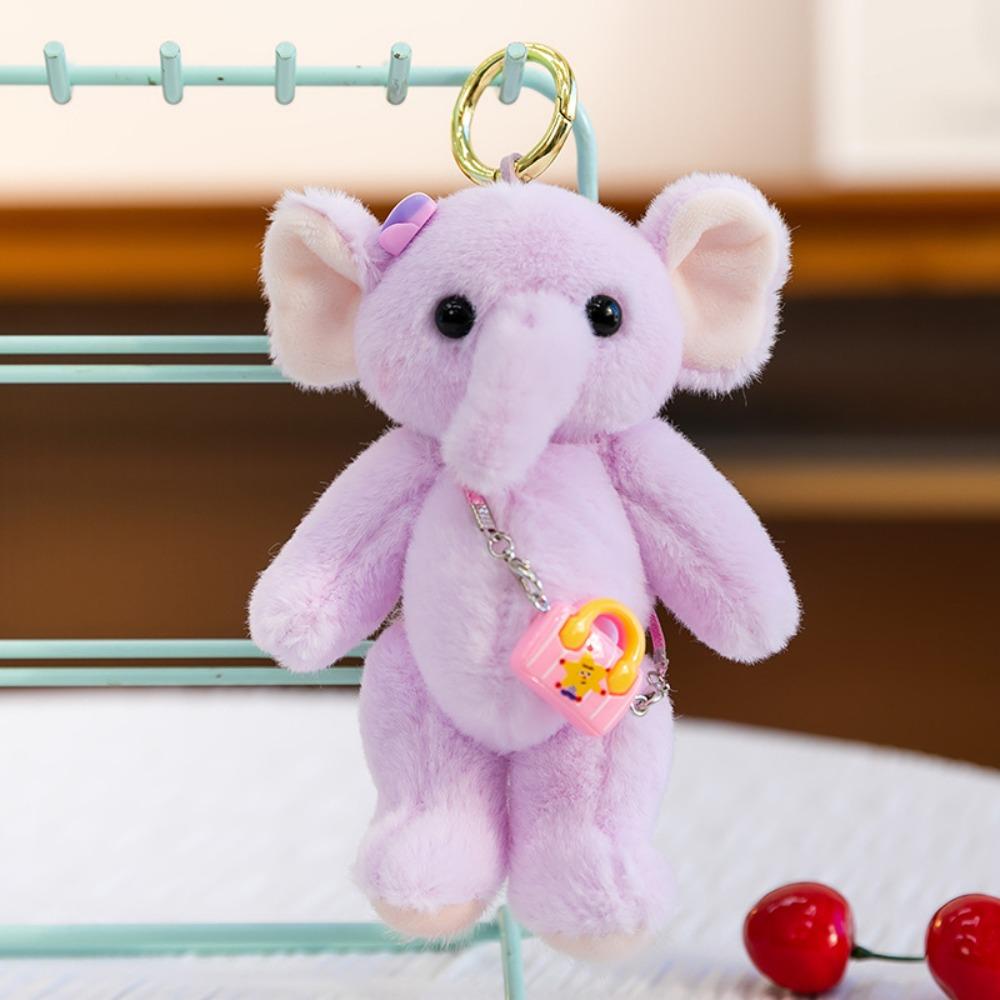Anti-lost Elephant Plush Toy Cartoon Elephant Plush KeyChain Elephant Backpack Pendant  Bag Pendant