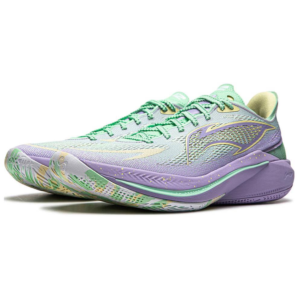 New LiNing SONIC 12 V2 Cushioning Anti Slip Wear Resistant Breathability Low Top Basketball Shoes Men's Green Purple ABAU027-5