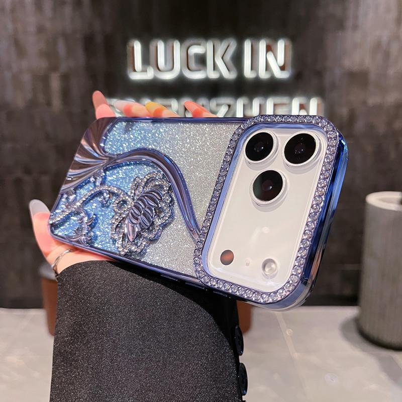 Glitter Diamond Floral Vine Electroplated Protective Case for iPhone 17 Pro Max