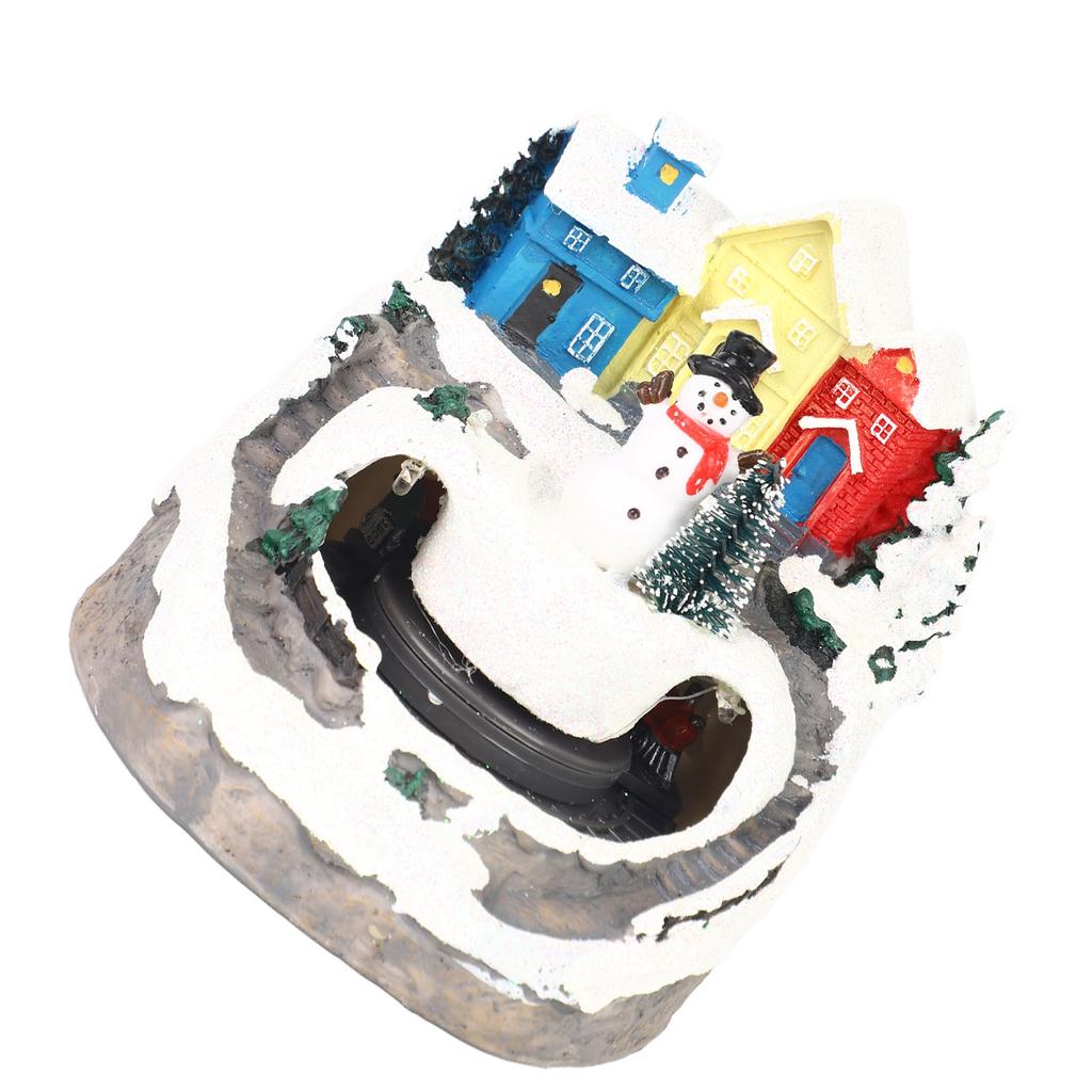 Xmas Music Box Resin Rotating Light Up Train Musical Box Tabletop Ornament for Holiday Home Decor