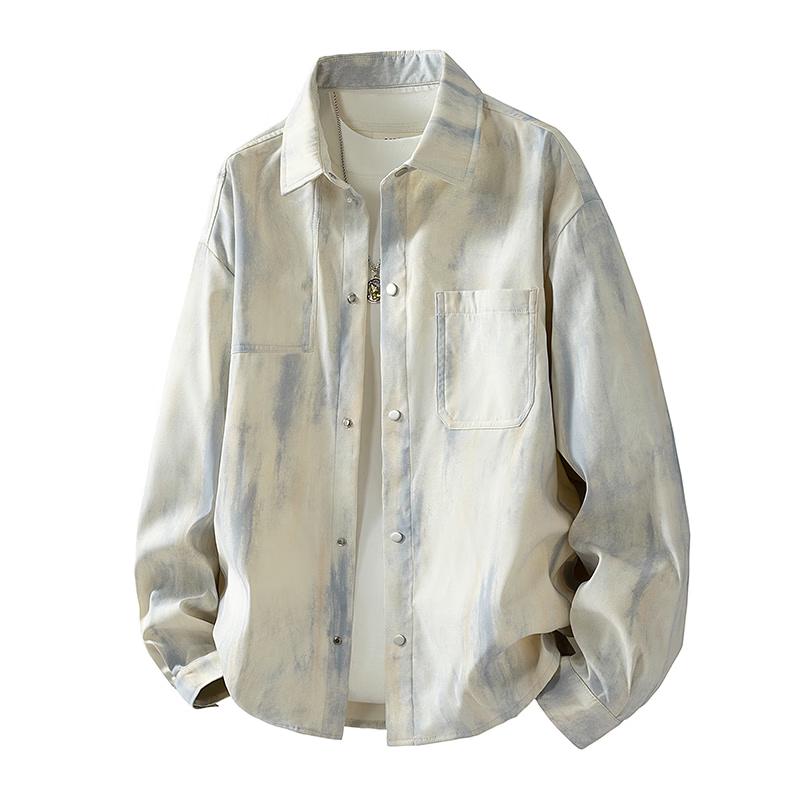PLAYBOY Men's Tie-Dye Oversized Long Sleeve Casual Shirt