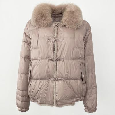 OFTBUY 2024, iarnă scurtă, puf, blană naturală de vulpe, din nurcă, jachetă pentru femei, guler, haină cu nasturi, îmbrăcăminte groasă, caldă, largi