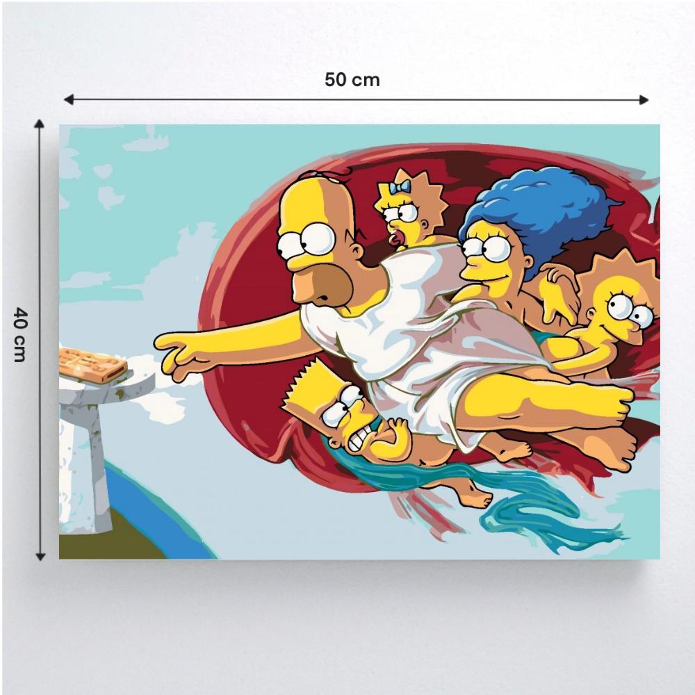 Painting By Numbers With Frame Simpsons As Creation Of Adam 50X40