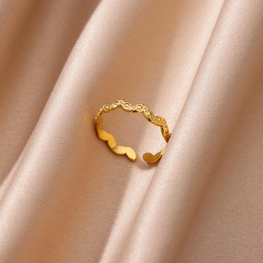 Anello aperto a forma di cuore in acciaio inossidabile color oro per donna, non scolorisce, alla moda, squisito, estetico, gioiello romantico per coppia