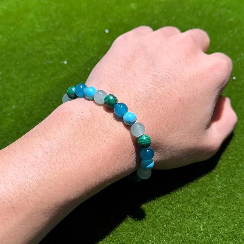 Malachite Turquoise Handmade Elastic Beaded Bracelet