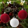 Christmas Red Velvet Flocked Balls Ornaments Hanging Ball Pendents Festive Decor for Xmas Tree Holiday Party Decoration Supplies