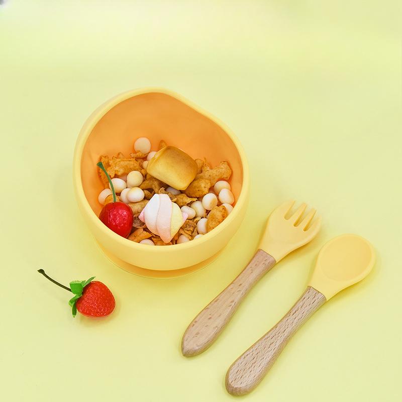 Children's Silicone Snail BowlBaby Food and Complementary Food Tableware Infant Silicone ForkSpoon and Suction Cup Bowl