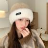 Korean Version of Autumn and Winter New Hat for Women Fashion Letters Knitted Wool Hat for Winter Warm Big Head Flange Plush Hat Thick