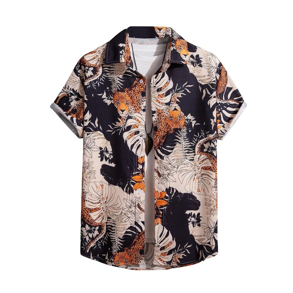 Letnia Moda Codzienna Wakacyjna Koszula Plażowa T-shirt Retro Krótki Rękaw Uliczna Wakacyjna Outdoor Koszula Męska i Damska