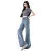 Spring Summer High Waist Stretch Rhinestone Minimal Slim Floor Wide Leg Denim Pants For Women Casual Pants Oversize Denim Trousers