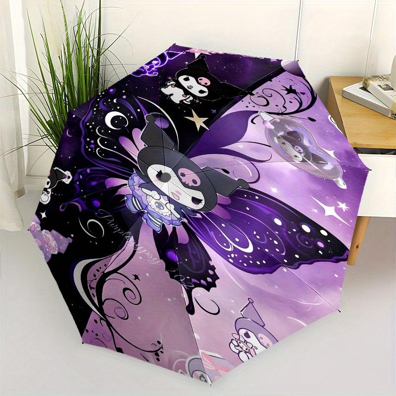 

Kuromi Automatic Folding Umbrella Simple 8 Rib Design, Bright Cartoon Pattern, Durable Iron Frame, Suitable For Travel, Outdoor, Beach Cute