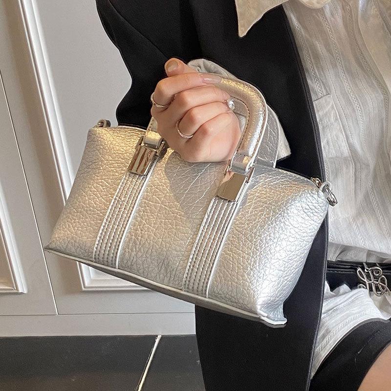 Korean Version of Fashion High-end Temperament Simple Portable Small Square Bag Light Luxury Versatile Commuter Style Solid Color PU Messenger Women's