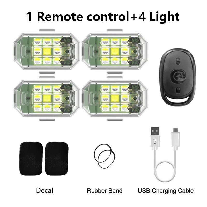 Wireless LED Drone Strobe Light for Motorcycle Car Bike Remote Control Anti-collision Indicator Warning Lamp USB Signal Light