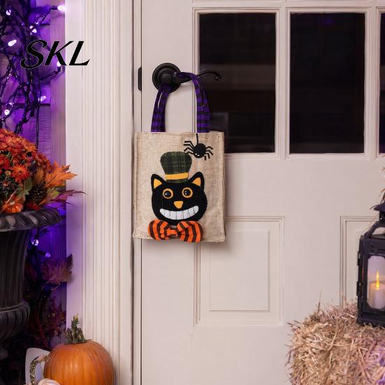 Festive Halloween Candy Holders Trick or Treat Bags, Kids Non Woven Pumpkin Ghost Biodegradable Bags Tote, Reusable Goodie Spooky Party Favor Gift for