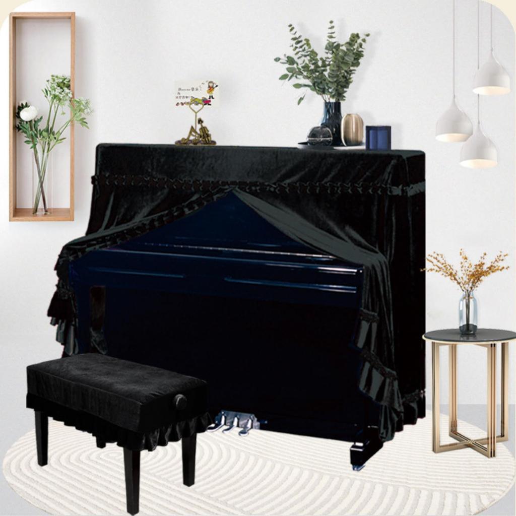 KaminoKa Piano Stool Cover for Piano Smooth Fabric with Slit for Height Adjustment Dial Chairs, Velvet-Like