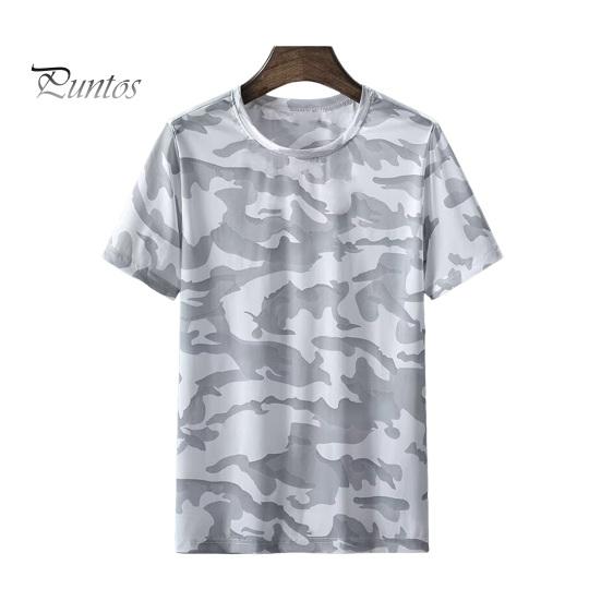 

Чоловіча літня футболка Ice Sik з короткими рукавами з камуфляжним принтом Вільний тонкий пуловер з круглим вирізом Вуличний одяг Повсякденний одяг середньої довжини Повсякденний спортивний топ для бігу L білий