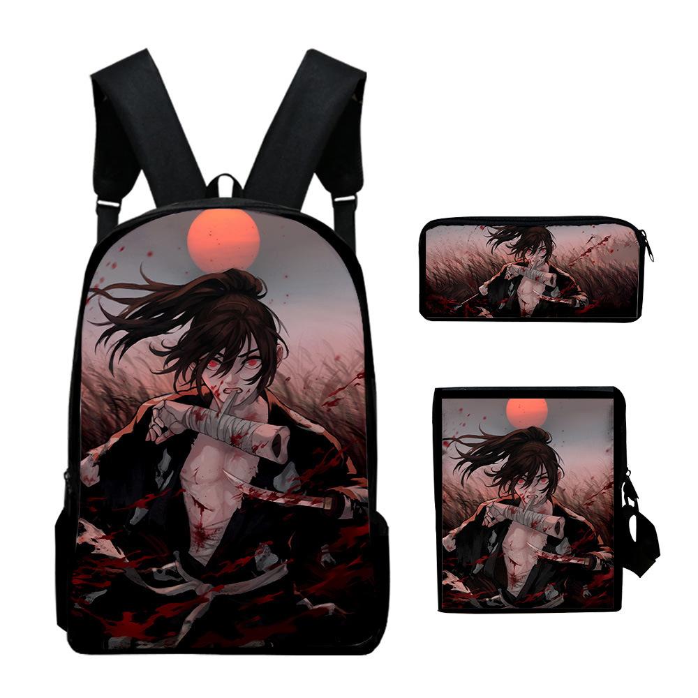 Trendy Popular Cool Dororo 3D Print 3pcs/Set pupil School Bags Laptop Daypack Backpack Inclined shoulder bag Pencil Case
