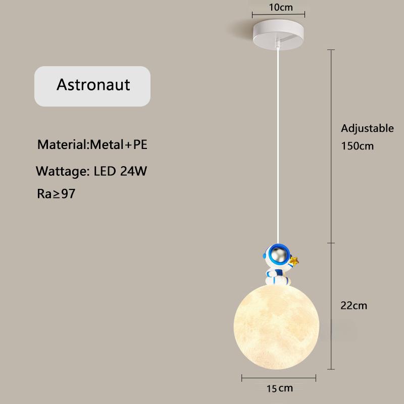 Kreative Cartoon Tier Pendelleuchten für Kinderzimmer Schlafzimmer Nachttischbeleuchtung Glückskatze Astronaut Einhorn Hängelampe