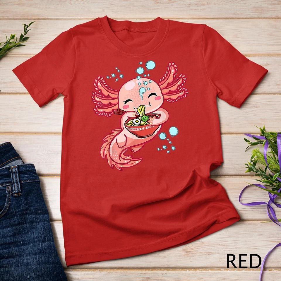 Kawaii Axolotl Ramen Teen Girls Kids Japanese Anime Lover T-Shirt Unisex T-shirt 9 L