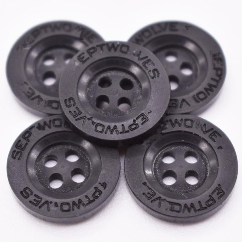 Versatile Round Black Resin Four Eyes Button Clothes Jacket Sweater Suit Trousers Coat Cotton Jacket Uniform