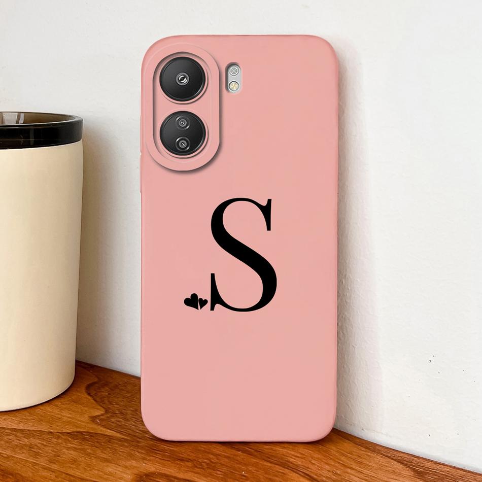 For POCO C65 C75 C55 Case Little Heart Letters Phone Housing For POCO C 75 4G 5G Soft Liquid Silicone Full Protection Back Cover