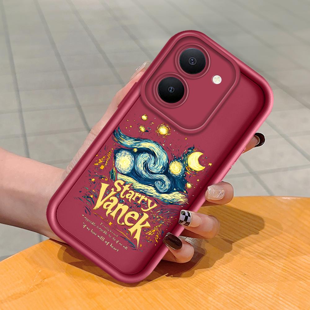 

Мягкий силиконовый квадратный чехол с рисунком лестницы для телефона, полное покрытие, противоударный защитный резиновый чехол для камеры для Vivo Vivo Y81I темно-красного