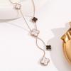 Elegant Gold-Plated Chinese-Style Four-Leaf Clover Necklace with Imitation Hetian Jade Pendant for Women