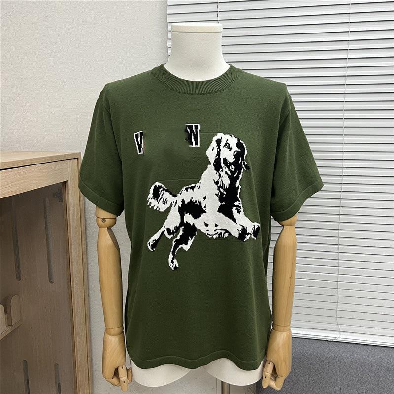 2025 Vår/Sommar Trendig Jacquardetikett Stickad Kortärmad Logotyp T-shirt