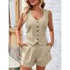 Solid Color V-neck Sleeveless Casual Suit Solid Color and V-neck Sleeveless Casual Suit