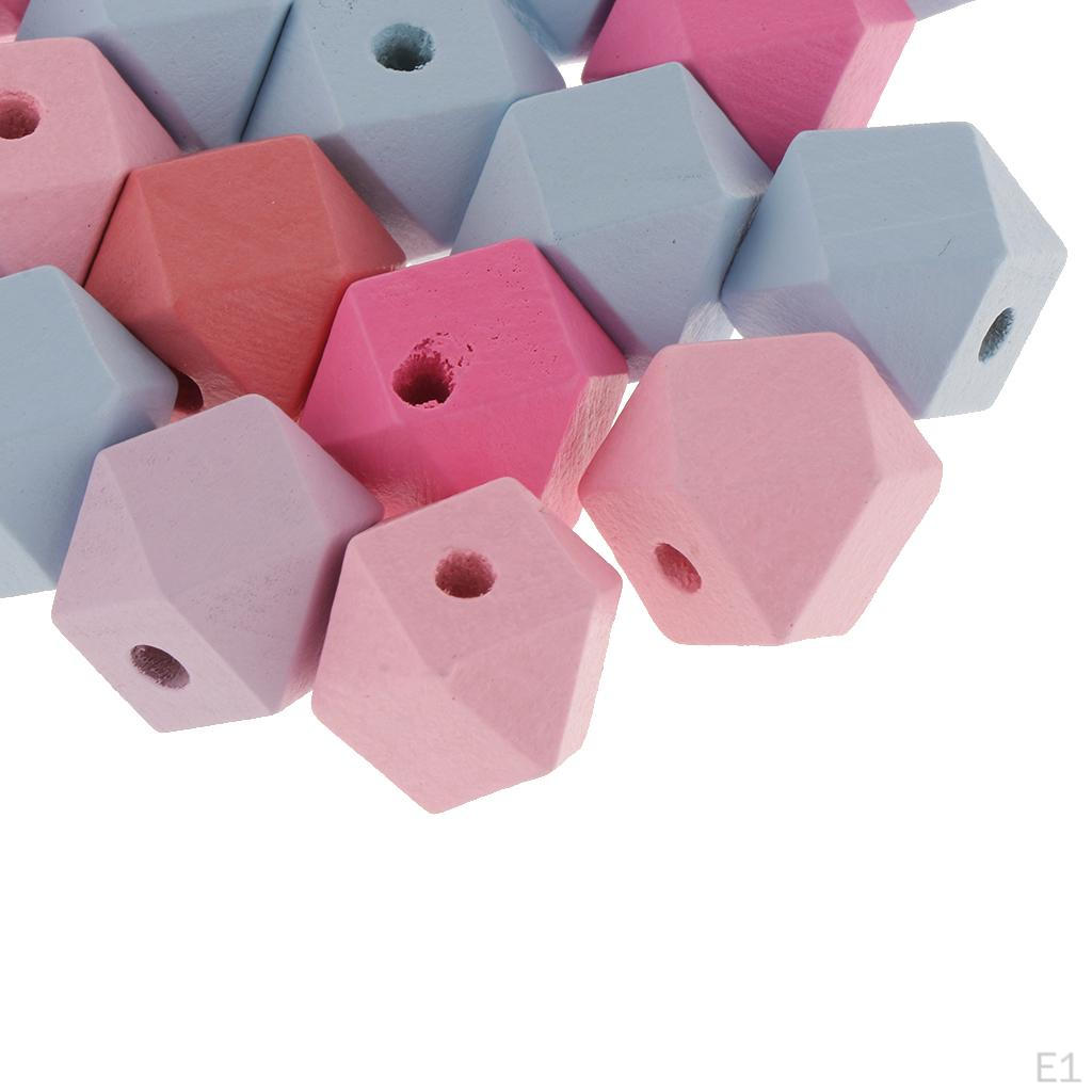 Dyed Faceted Wooden Beads Geometric Bead Accessories 2 Sizes -
