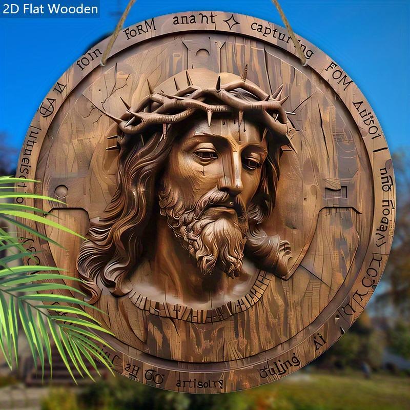 2D Flat Vintage Good Friday Wooden Sign - Jesus Navidad Round Plaque for Front Door, Wall, Church Hanging Decor - Ideal Gift for Friend