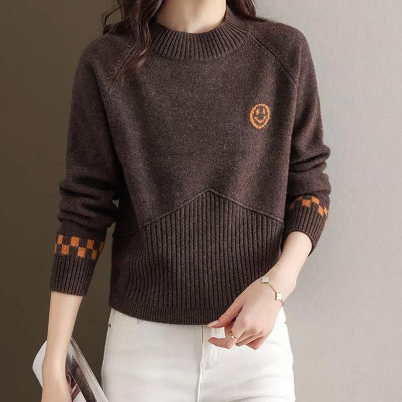 

Женский свитер Осень Зима Утепленный Пуловер Теплый Вязаный Эластичный С Длинным Рукавом Оверсайз Джемпер Топы XXXL кофейный