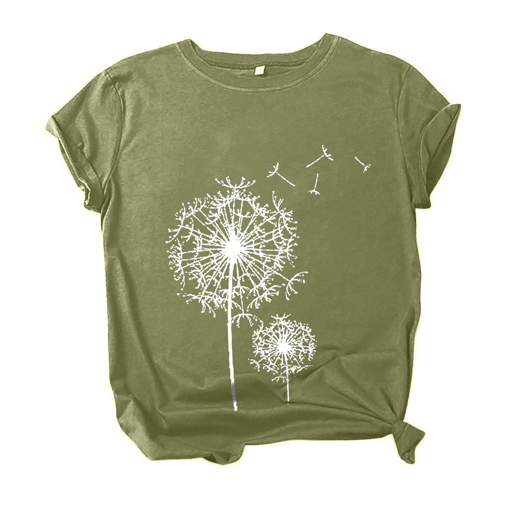 Women's Fashion Casual Comfortable Printed O-Neck Short Sleeve Top Blouse