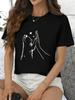 Cotton Vintage Two Hugging Elephants Print Tshirt For Women Casual Round Neck Short Sleeve Wildlife Animal Lover Streetwea