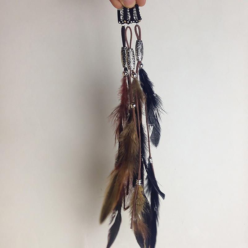 Feder Haarspange Leder Naturfeder Haarspange Kopfbedeckung Retro Feder Haar Accessoire Indische Huhn Haarspange Ethno Stil