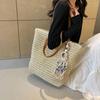 Yogodlns Women Crochet Beach Handbag with Tassel Weaving Travel Handbag Zipper Closure Retro Straw Handbag Ladies Summer Daily Bag