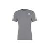 Men's Fitness Training Breathable Logo Stripe Sports Short Sleeve Gray T-Shirt HB7430