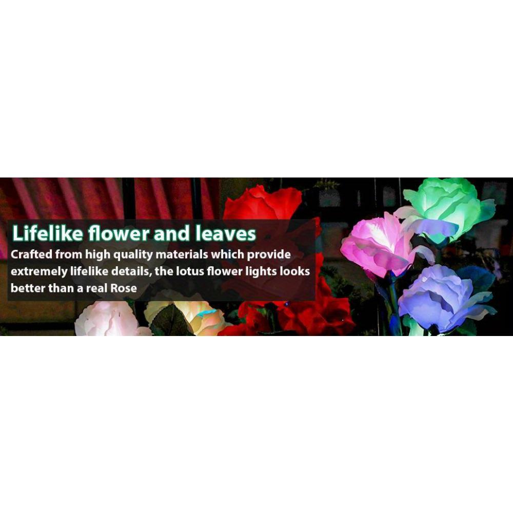 Solar Garden Lights - Outdoor Solar Lights, 7-Color Color Changing Rose Lights, Garden Decor, Enlarged Solar Panels, More Realistic Roses