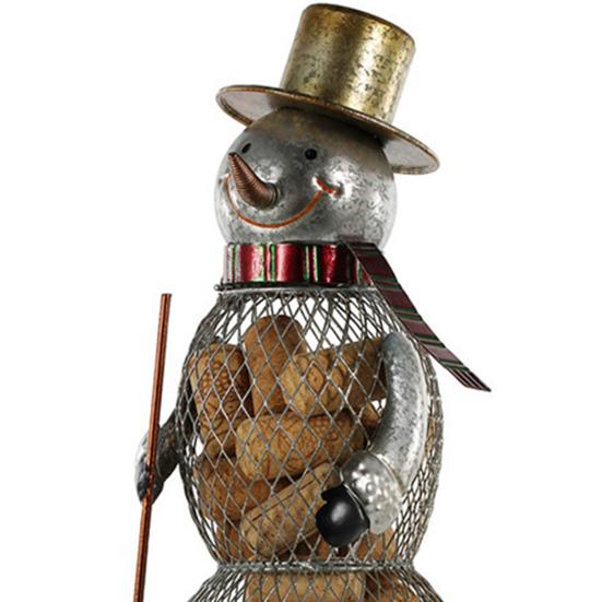 Christmas Snowman Wine Cork Holder Metal Cartoon Snowman Wine Stopper