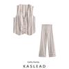 Women's Kaslead Fashion Style Imitation Linen Stripes Vest