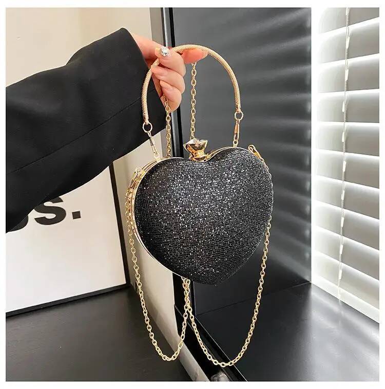 

Heart Shaped Purses And Handbags Bags For Women Luxury Designer Clutch Purse Evening Banquet Bag Fashion Sequin Shoulder Bags