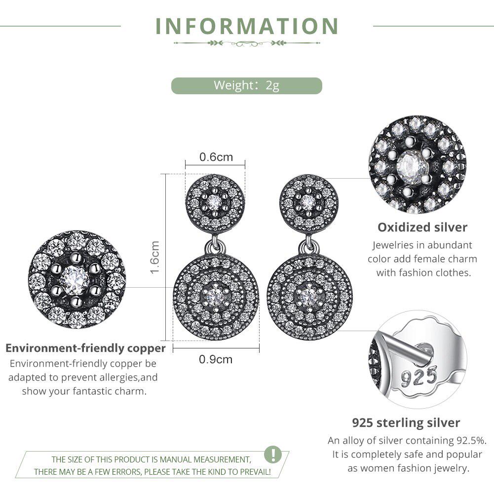 Bamoer Ekte 100 % 925 Sterling Sølv Vintage Elegance øredobber Clear CZ For kvinner Fine smykker