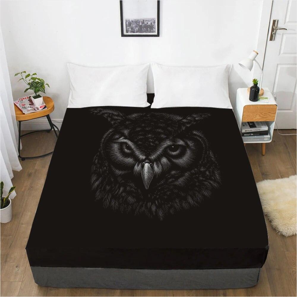 Mattress Cover Fitted Sheet With Elastic Band Bed Sheets Bedding Linens Queen King Size Bedsheet 90/150/160X200CM Black Horse