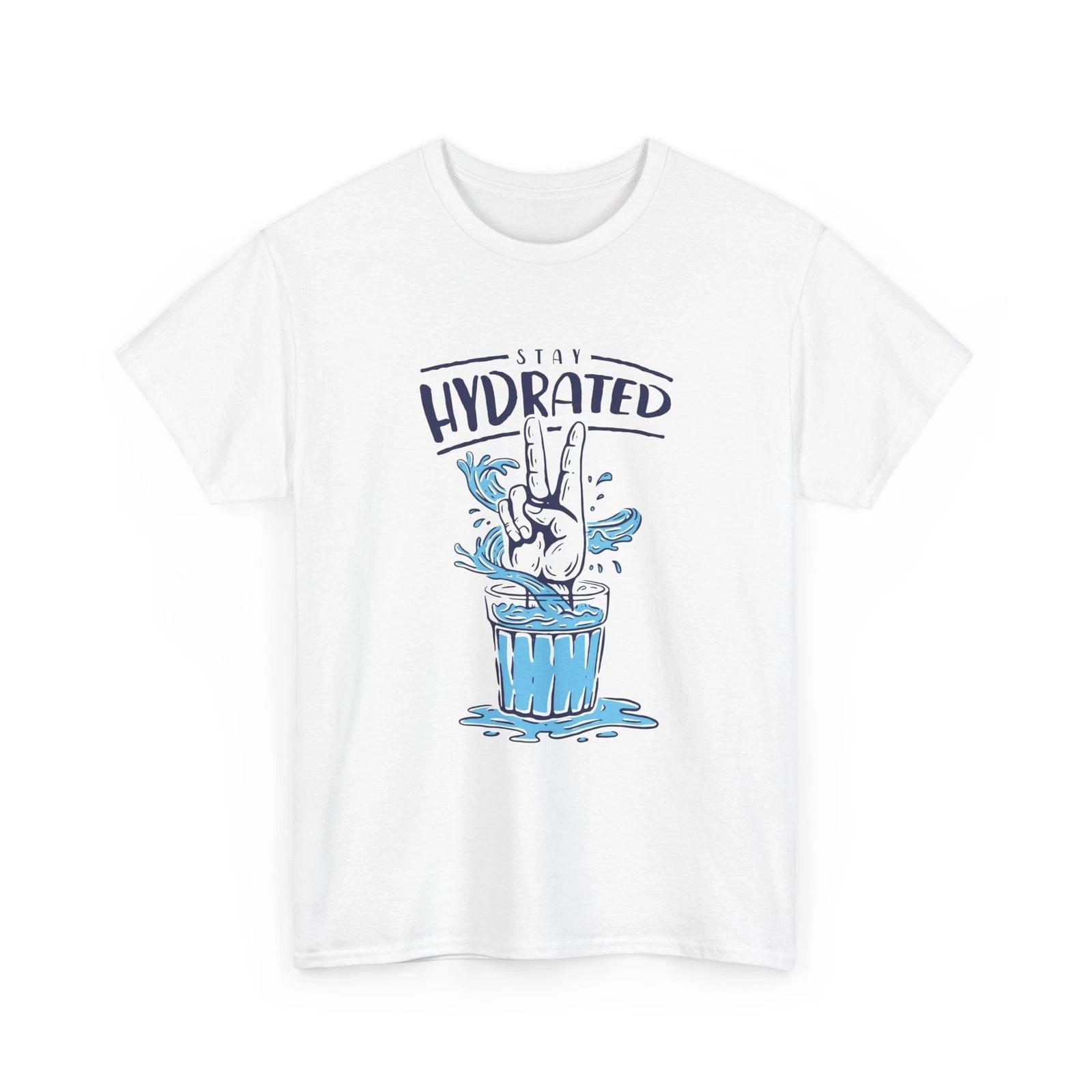 Stay Hydrated Peace Sign Water Glass T-Shirt | Hydration Graphic Tee, Comfy S