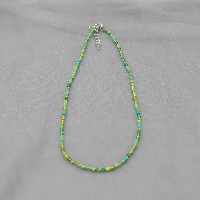 Bohemia Handmade Rainbow Seed Beads Simple Choker Necklace Candy Color Neck Chain Women's Wild Sweet Colorful Collar Jewelry